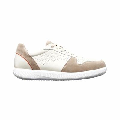 Beige White Men's Joya Sven Sneakers | 082KBRZUP