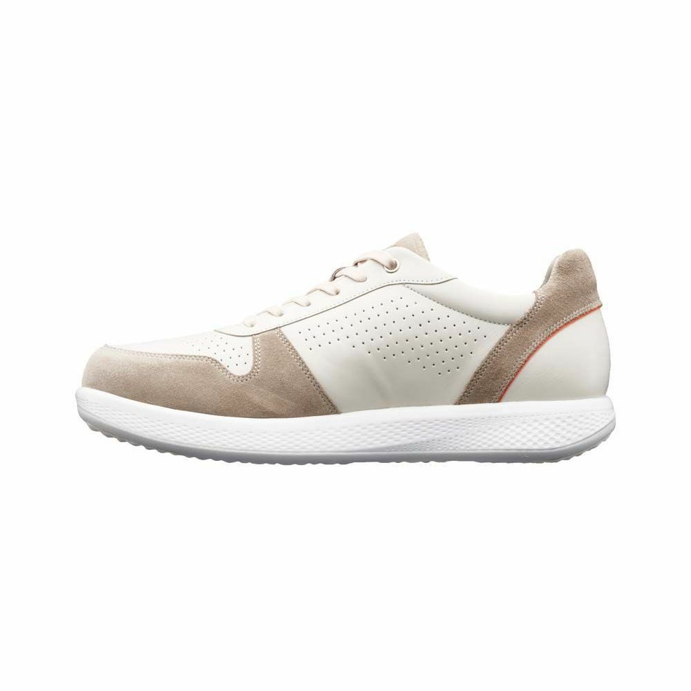 Beige White Men's Joya Sven Sneakers | 082KBRZUP