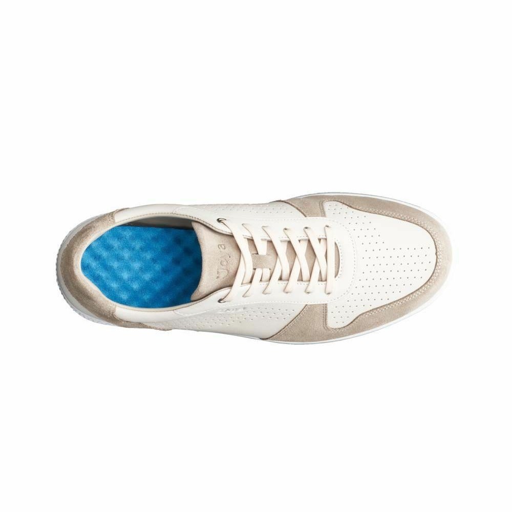 Beige White Men's Joya Sven Sneakers | 082KBRZUP